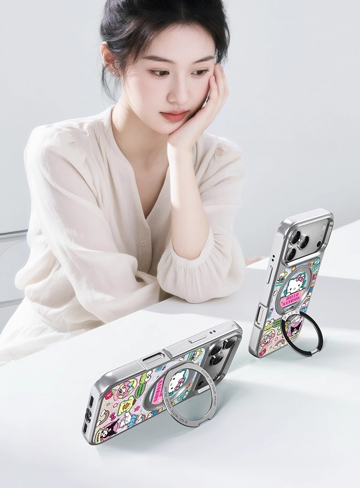 iPhone機種に対応 360度回転スタンド 磁気吸着 スマホケース C-80011