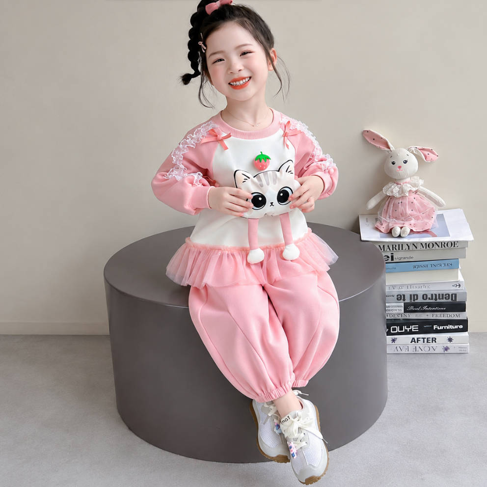 二点セット レース リボントップス+パンツ セットアップ n-456