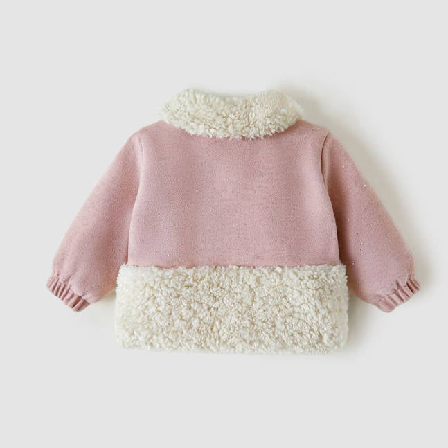 ボア襟 刺繍デザイン 女の子 秋冬 中綿ジャケット n-480