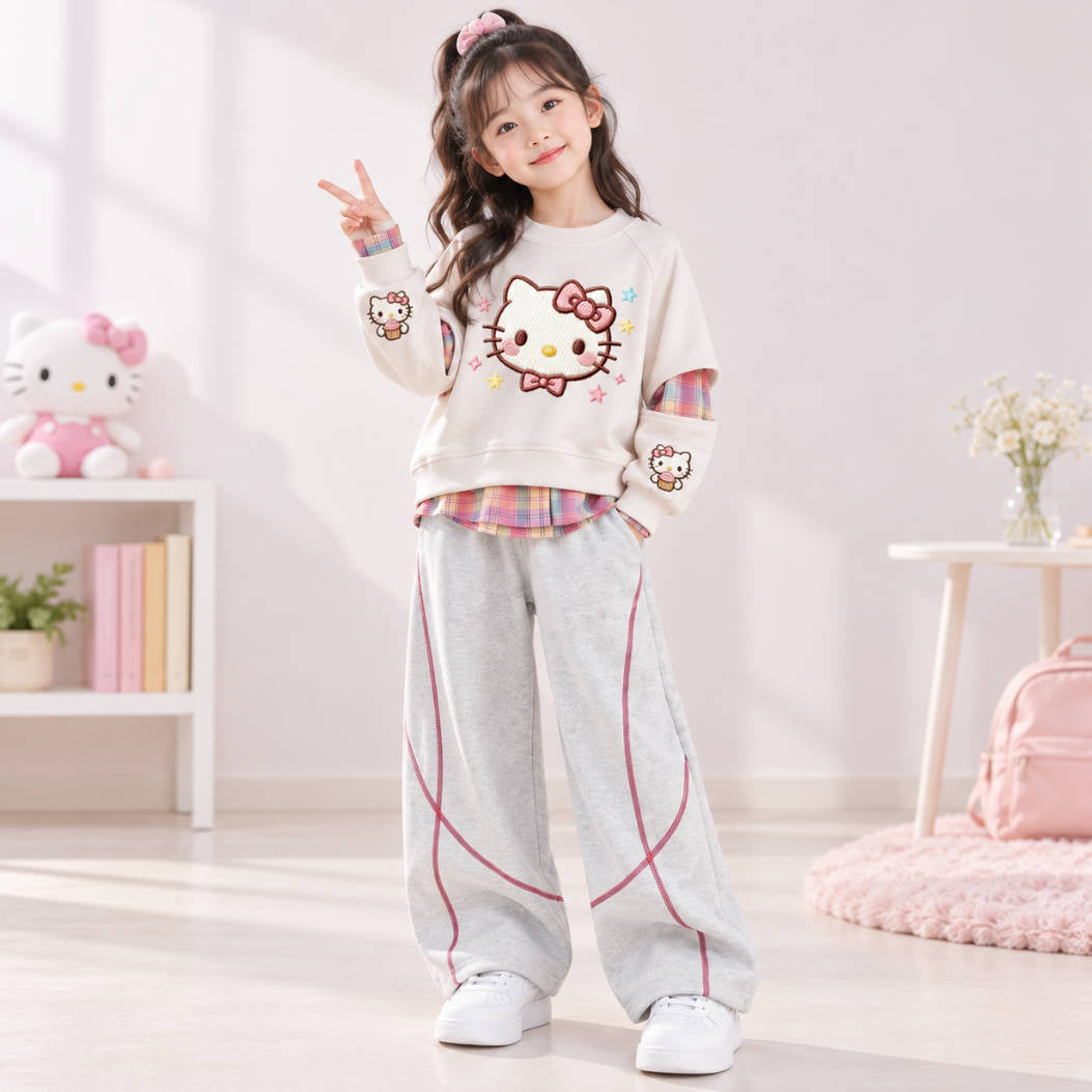 二点セット 韓国風 裏起毛 トレーナー + パンツ セットアップ n-482