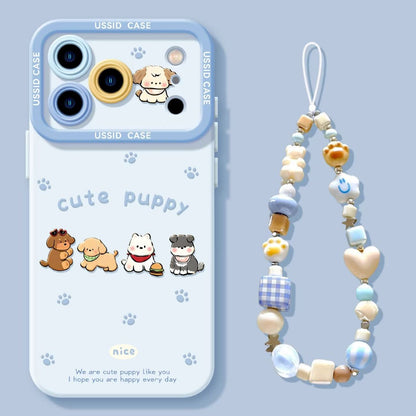 iPhone機種に対応 子犬たち 柔らかシリコン スマホケース C-80067