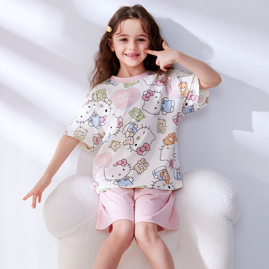 通気 ルームウェア 吸汗速乾 総柄 夏用 Tシャツ+ショーツ セットアップ n-245