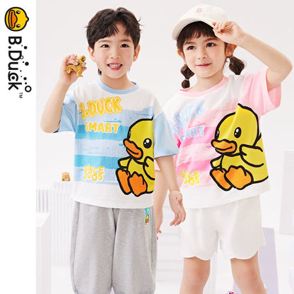 男女兼用 キッズ 夏 丸首 ボーダー Tシャツ n-145