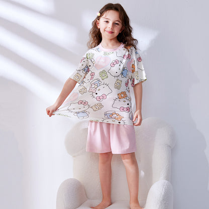 通気 ルームウェア 吸汗速乾 総柄 夏用 Tシャツ+ショーツ セットアップ n-245