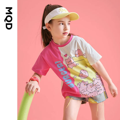 配色 肌に優しい カジュアル キッズ Tシャツ n-235