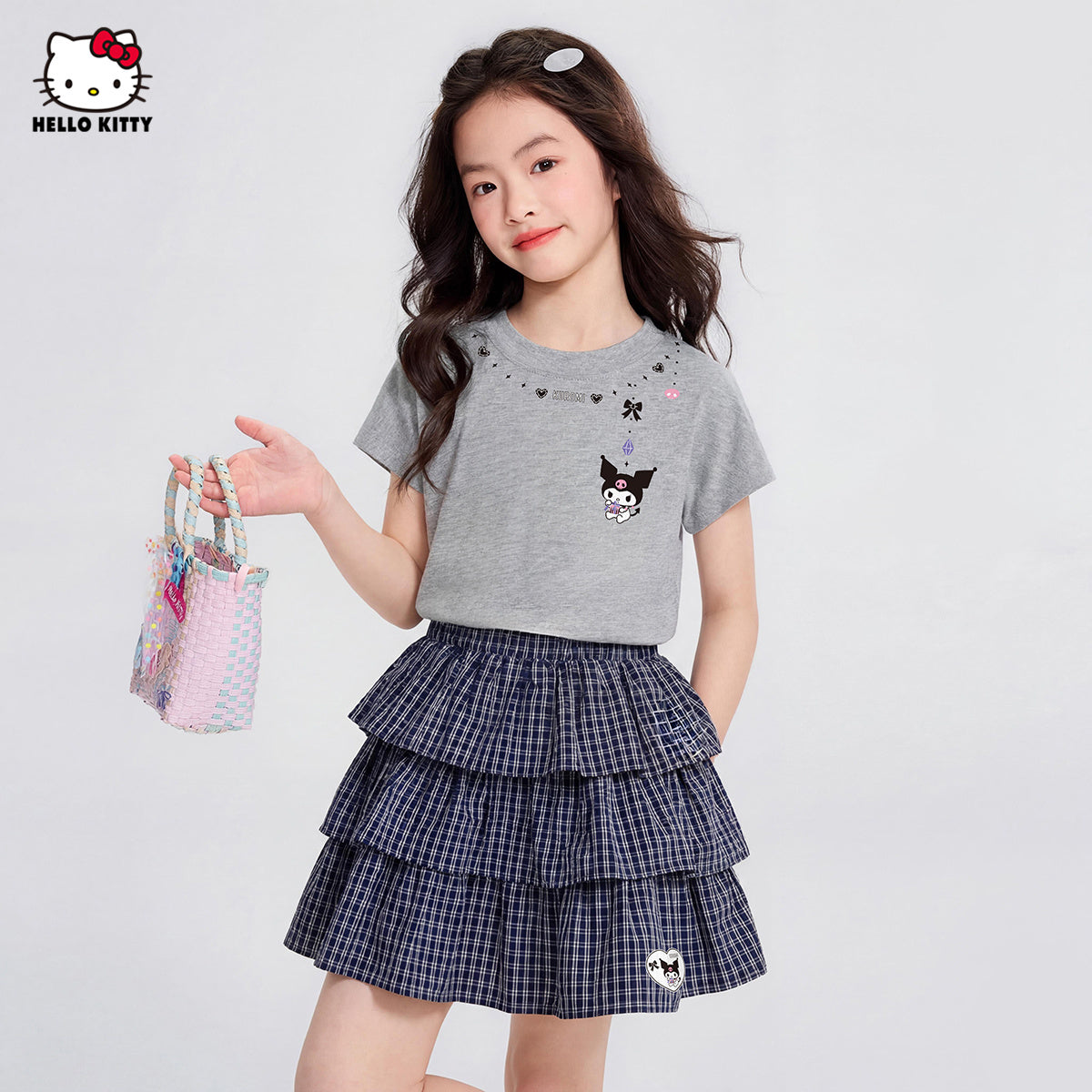 通気性に優れた 夏用 クルーネック Tシャツ+フリルスカート セットアップ n-313