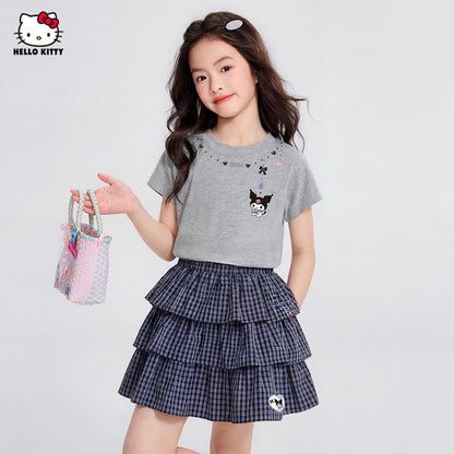 通気性に優れた 夏用 クルーネック Tシャツ+フリルスカート セットアップ n-313