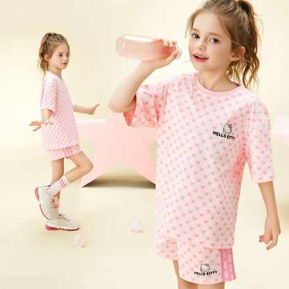 カジュアル派 総柄 半袖 トップス+ショーツ 子供服 セットアップ n-110