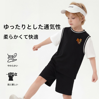 配色 プリント トップス+ショートパンツ セットアップ n-182