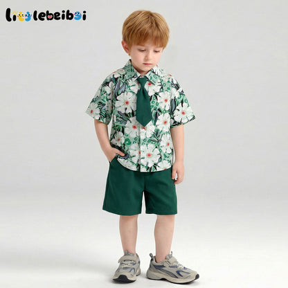 花柄 プリント トップス+ショートパンツ セットアップ n-185
