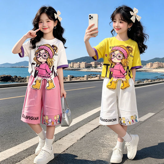 人気トレンド 可愛い プリント トップス+パンツ セットアップ n-219