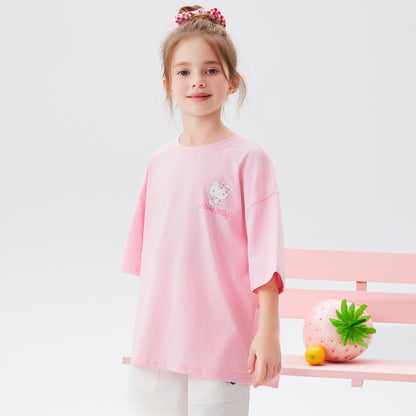 通気性良い 丸首 水染め風 プリント Tシャツ n-113