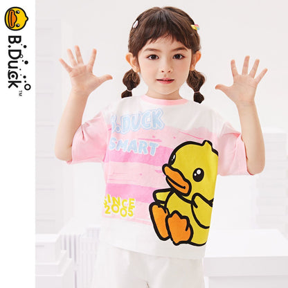男女兼用 キッズ 夏 丸首 ボーダー Tシャツ n-145
