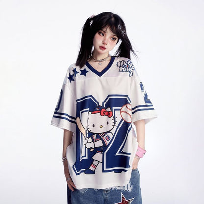 サテン光沢生地 プリント 総柄 ゆったり ルーズ Tシャツ C-50031