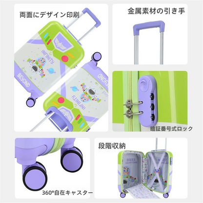 両面プリント 360° 静音キャスター ロック付き 子供用 スーツケース C-30001