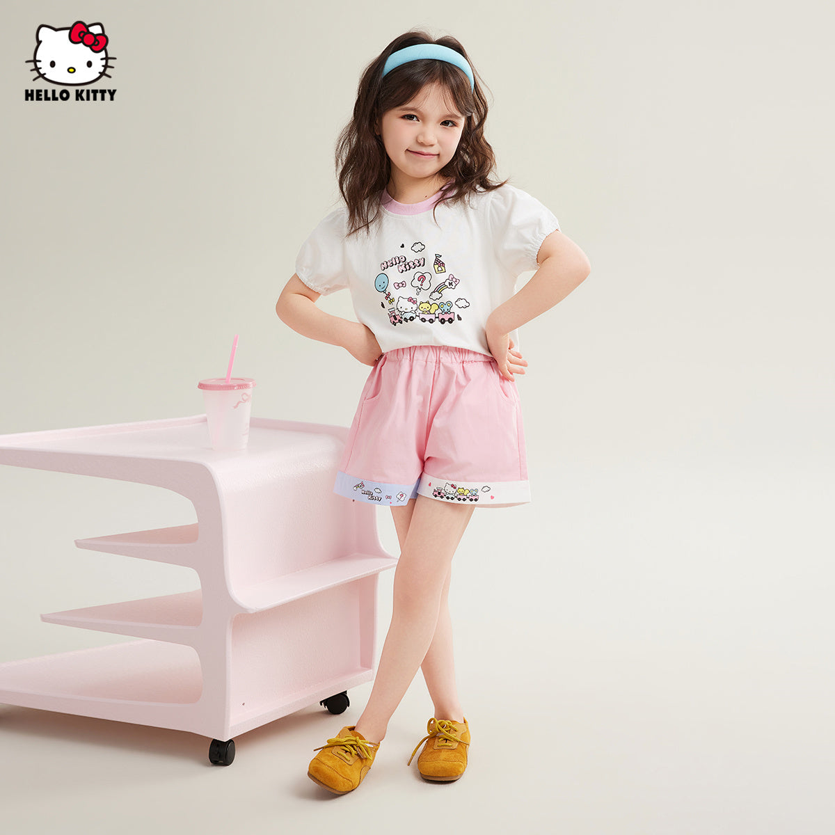 甘いピンク 配色 トップス+パンツ セットアップ n-347