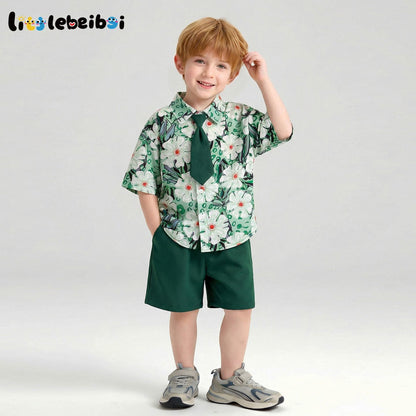 花柄 プリント トップス+ショートパンツ セットアップ n-185