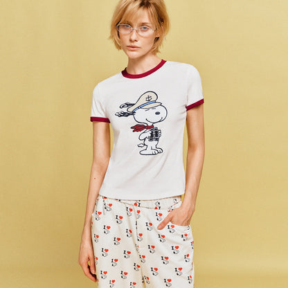 2色展開 着瘦せ プリント Tシャツ C-50042