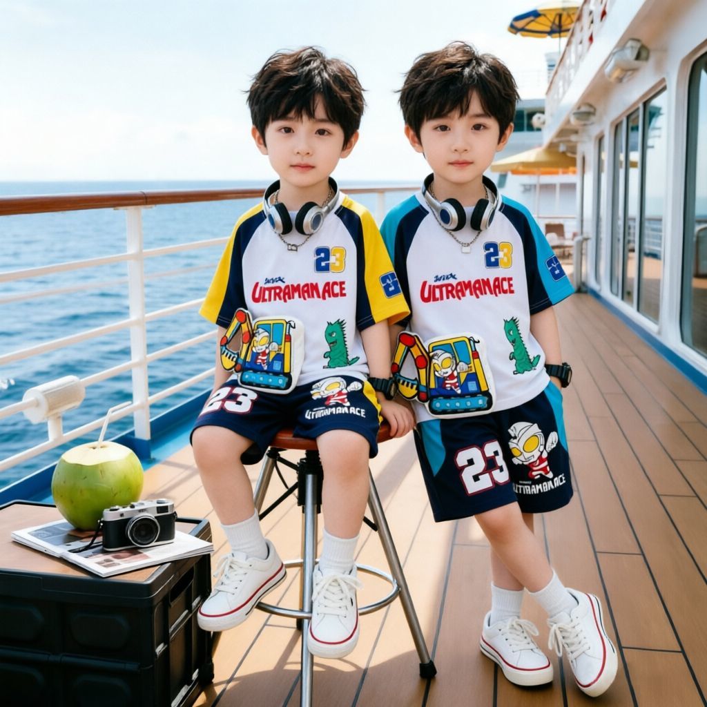 配色 ラグラン Tシャツ+ショーツ セットアップ n-170