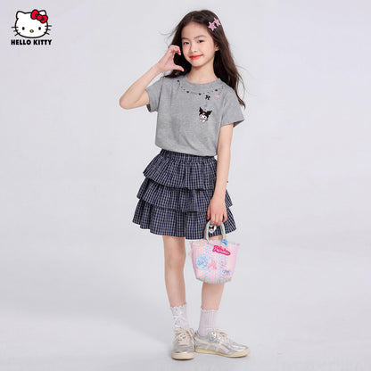 通気性に優れた 夏用 クルーネック Tシャツ+フリルスカート セットアップ n-313