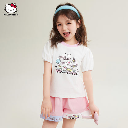甘いピンク 配色 トップス+パンツ セットアップ n-347
