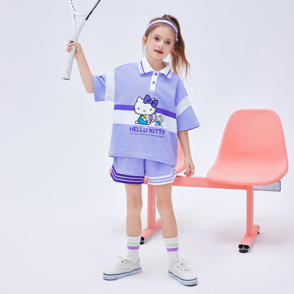 子供用 配色切替 半袖 ポロシャツ+ショーツ セットアップ n-103