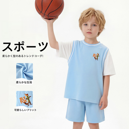 配色 プリント トップス+ショートパンツ セットアップ n-182