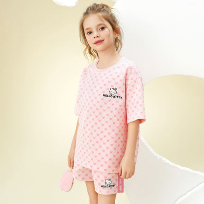 カジュアル派 総柄 半袖 トップス+ショーツ 子供服 セットアップ n-110