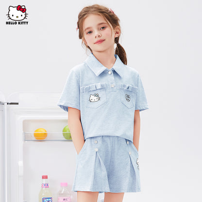 動きやすい 夏用 リボン付き ポロシャツ+ショートパンツ セットアップ n-312
