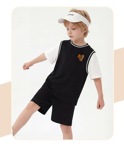 配色 プリント トップス+ショートパンツ セットアップ n-182