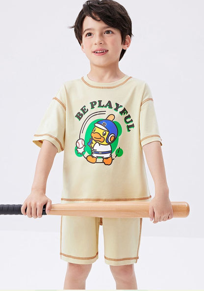 接触冷感 プリント トップス+ショートパンツ セットアップ n-183