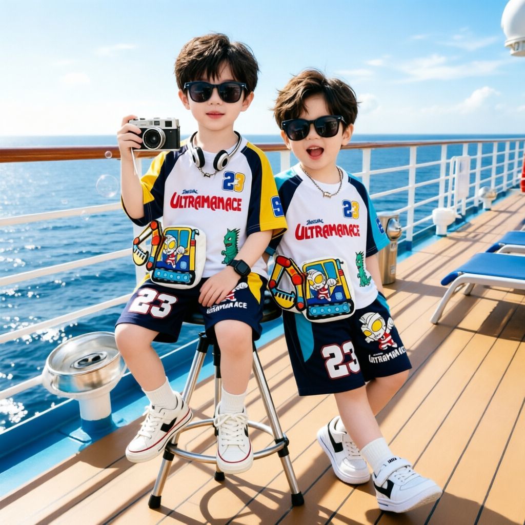 配色 ラグラン Tシャツ+ショーツ セットアップ n-170