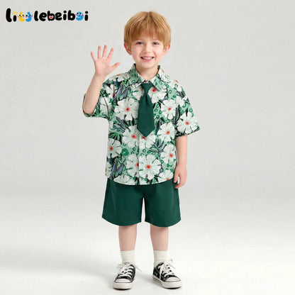 花柄 プリント トップス+ショートパンツ セットアップ n-185