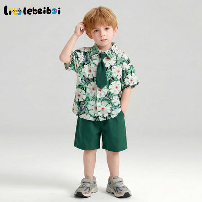 花柄 プリント トップス+ショートパンツ セットアップ n-185