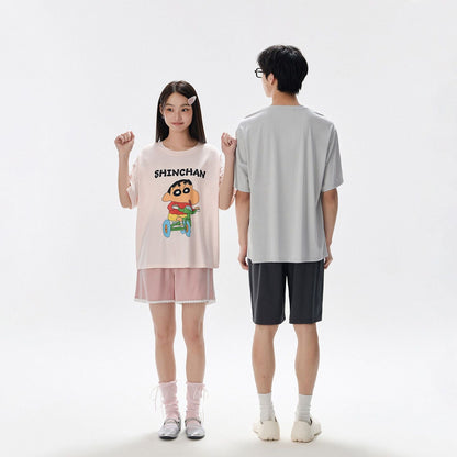【カップル】プリント ペア 半袖 パジャマ Tシャツ+ハーフパンツ セットアップ C-50008