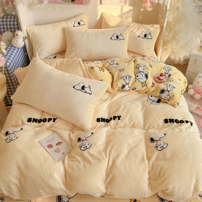 3点/4点セット 秋冬用 あったか 厚手 なめらか 掛け布団カバー+シーツ+枕カバー C-557