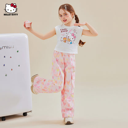 夏カジュアル かわいい プリント トップス+カジュアルパンツ セットアップ n-331