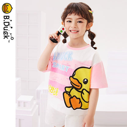 男女兼用 キッズ 夏 丸首 ボーダー Tシャツ n-145
