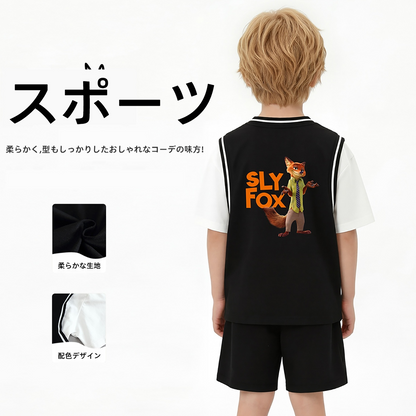 配色 プリント トップス+ショートパンツ セットアップ n-182