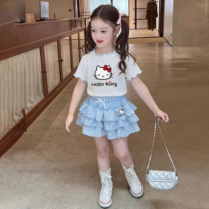 ウェーブ襟 甘可愛い トップス+フリル スカート セットアップ n-200