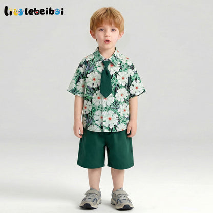 花柄 プリント トップス+ショートパンツ セットアップ n-185