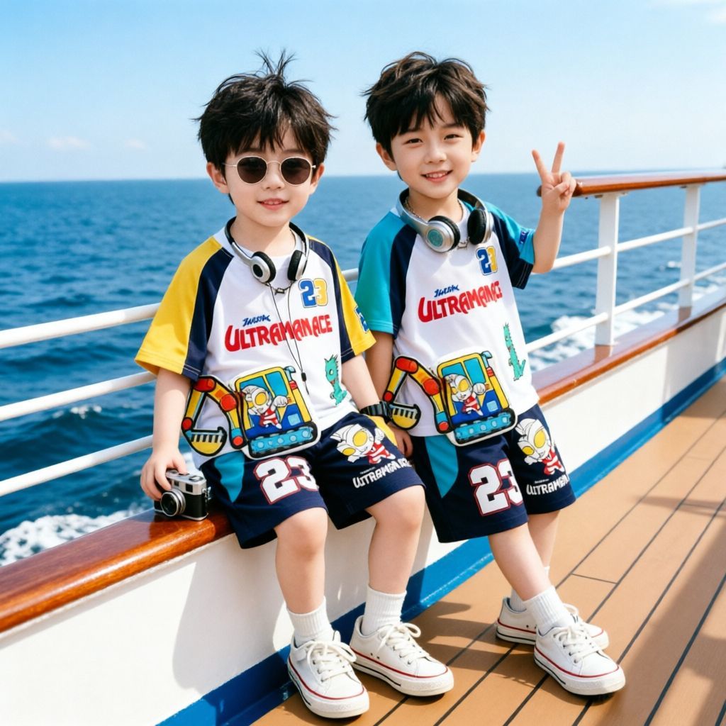 配色 ラグラン Tシャツ+ショーツ セットアップ n-170