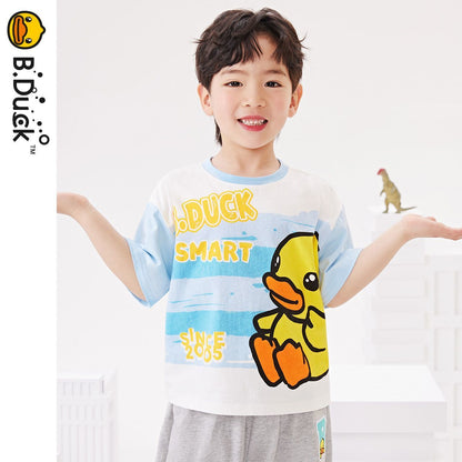 男女兼用 キッズ 夏 丸首 ボーダー Tシャツ n-145