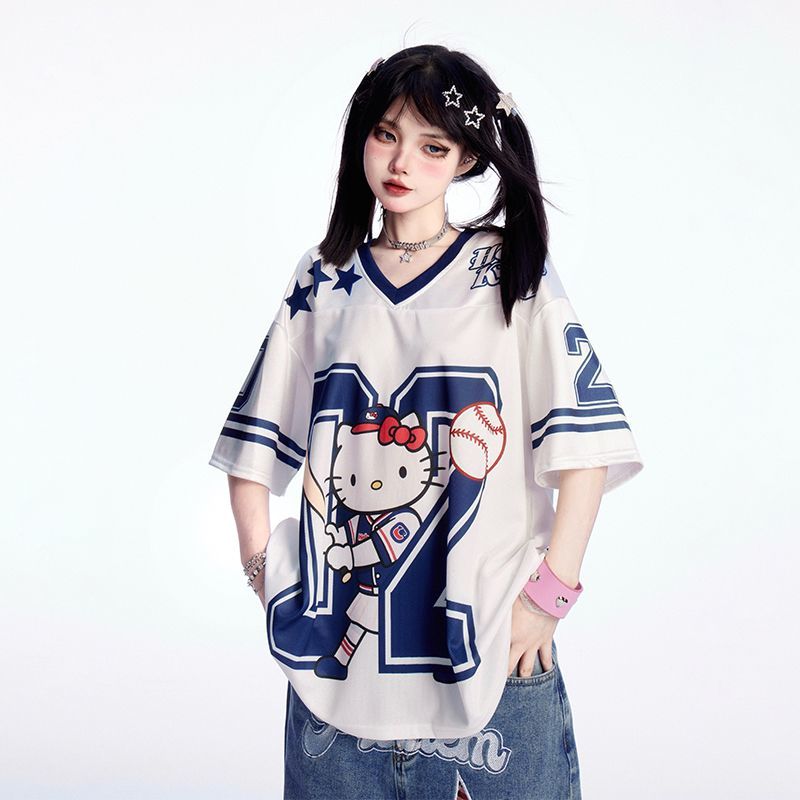 サテン光沢生地 プリント 総柄 ゆったり ルーズ Tシャツ C-50031