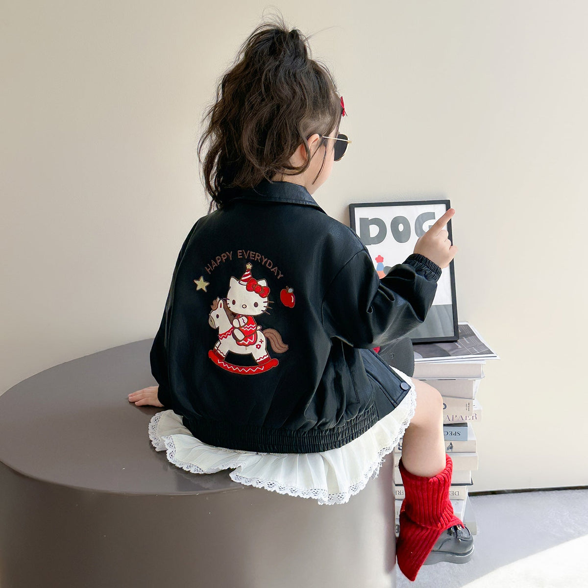 秋服 刺繍 レザー調 ジャケット ブルゾン n-443