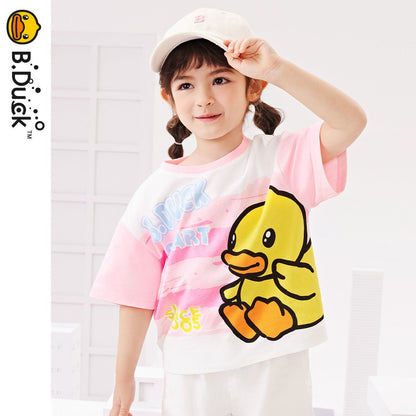 男女兼用 キッズ 夏 丸首 ボーダー Tシャツ n-145