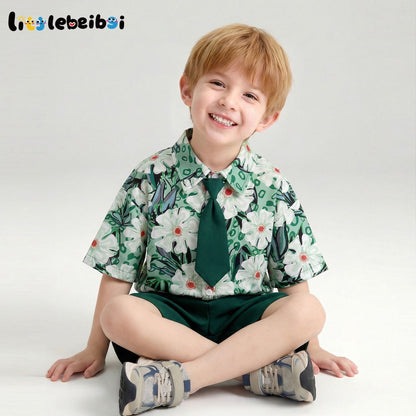 花柄 プリント トップス+ショートパンツ セットアップ n-185