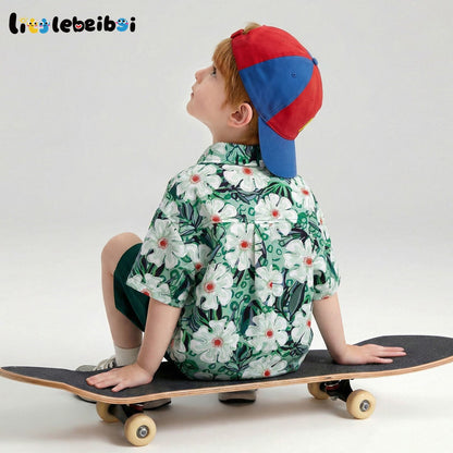 花柄 プリント トップス+ショートパンツ セットアップ n-185