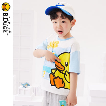 男女兼用 キッズ 夏 丸首 ボーダー Tシャツ n-145