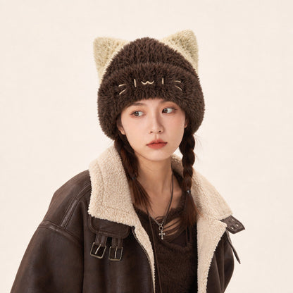 ふわふわ猫耳 あったか 防寒 伸縮性 やわらか 秋冬 ハット 帽子 C-70010